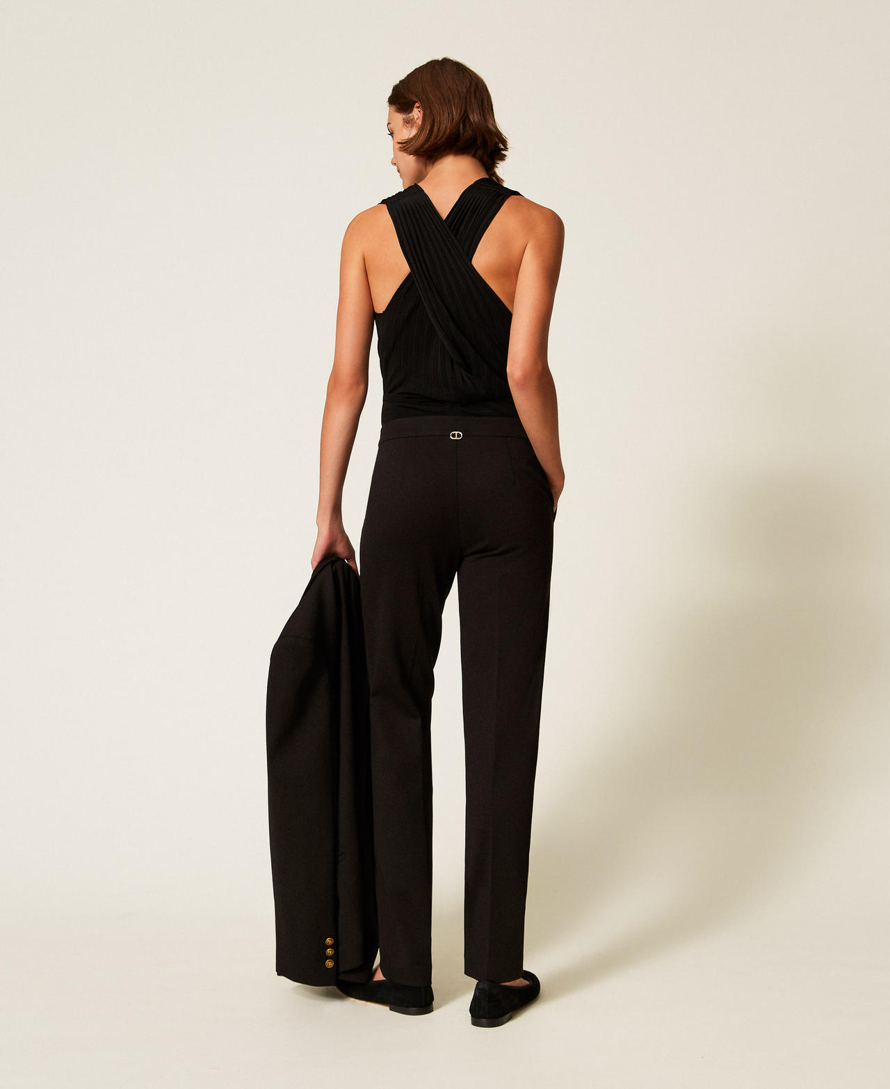 Cigarette trousers with ironed crease Black Woman 252TP2605_00006_03
