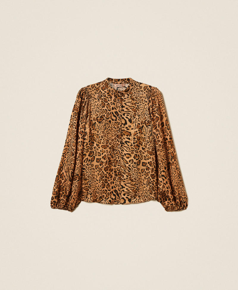 Jacquardhemd mit Animalprint Animalprint Coffee / „Land“-Braun Frau 252TP2476_12737_S0