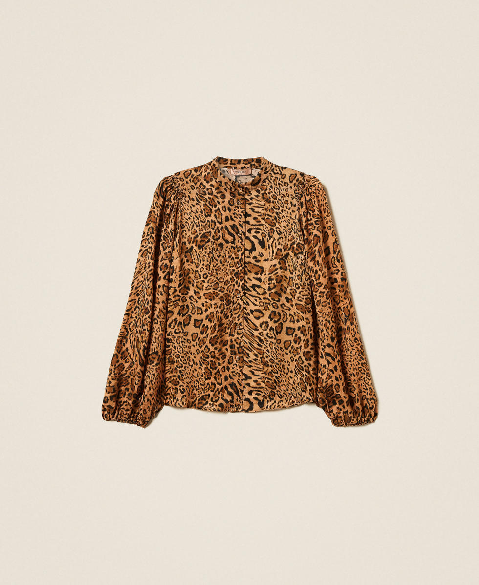 Jacquard shirt with animal print