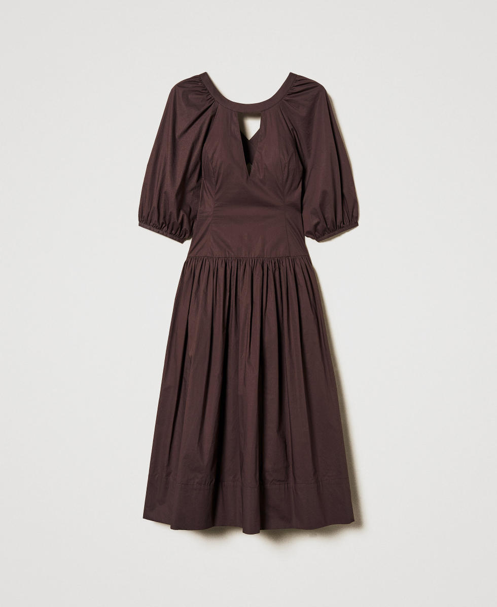 Robe midi en popeline Coffee Femme 251TT2020_00203_S0