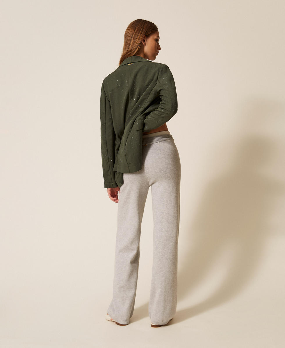 Knit trousers with drawstring Two-tone Light Grey Melange/Off White Woman 261LL3MCC_13297_03