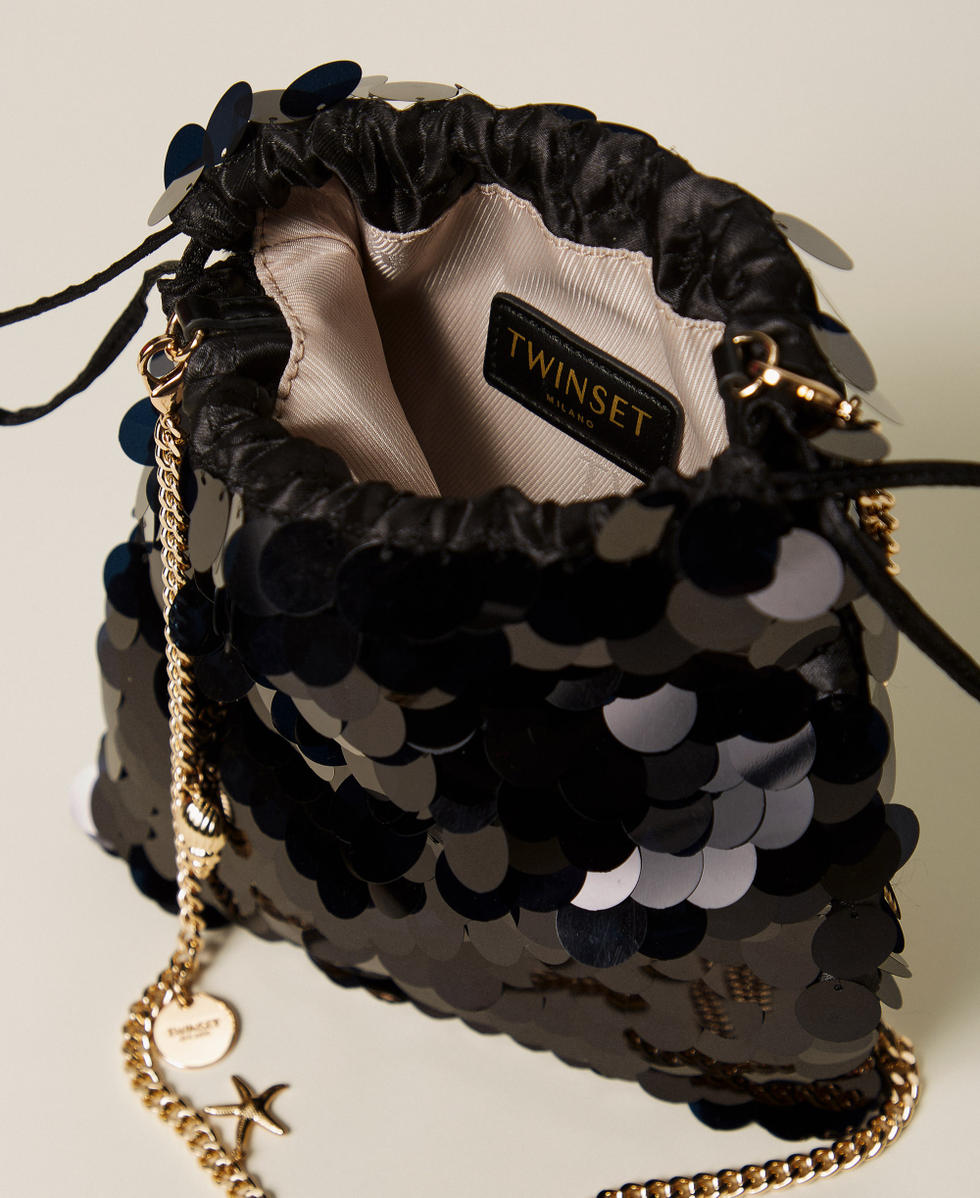 Pochette in raso con paillettes Nero Donna 261TL8020_00006_04