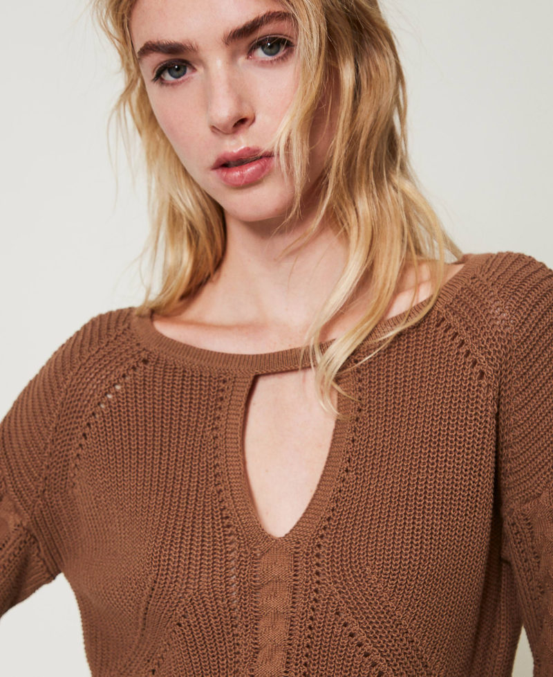 Cable knit jumper with cut-out