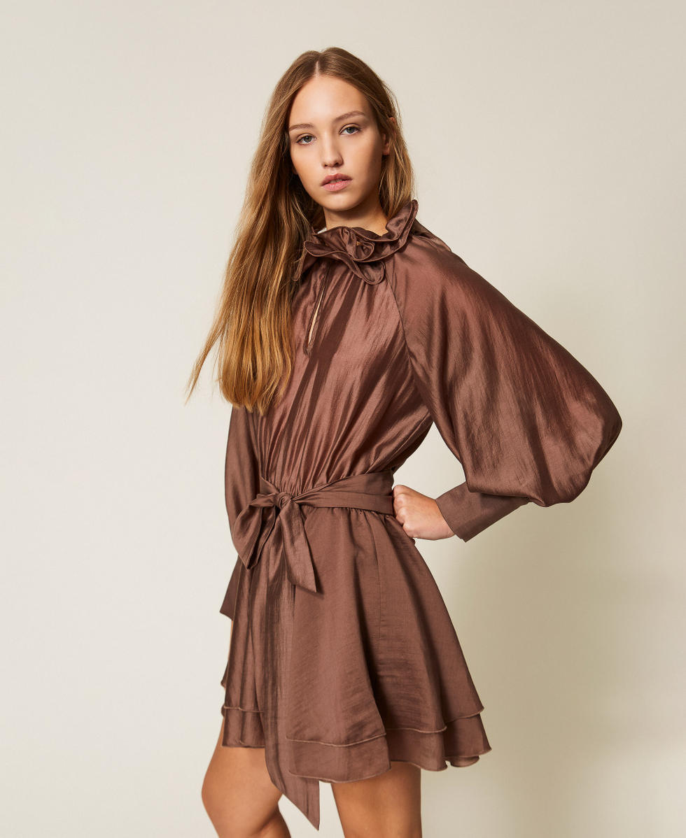 Short voile dress with ruffles