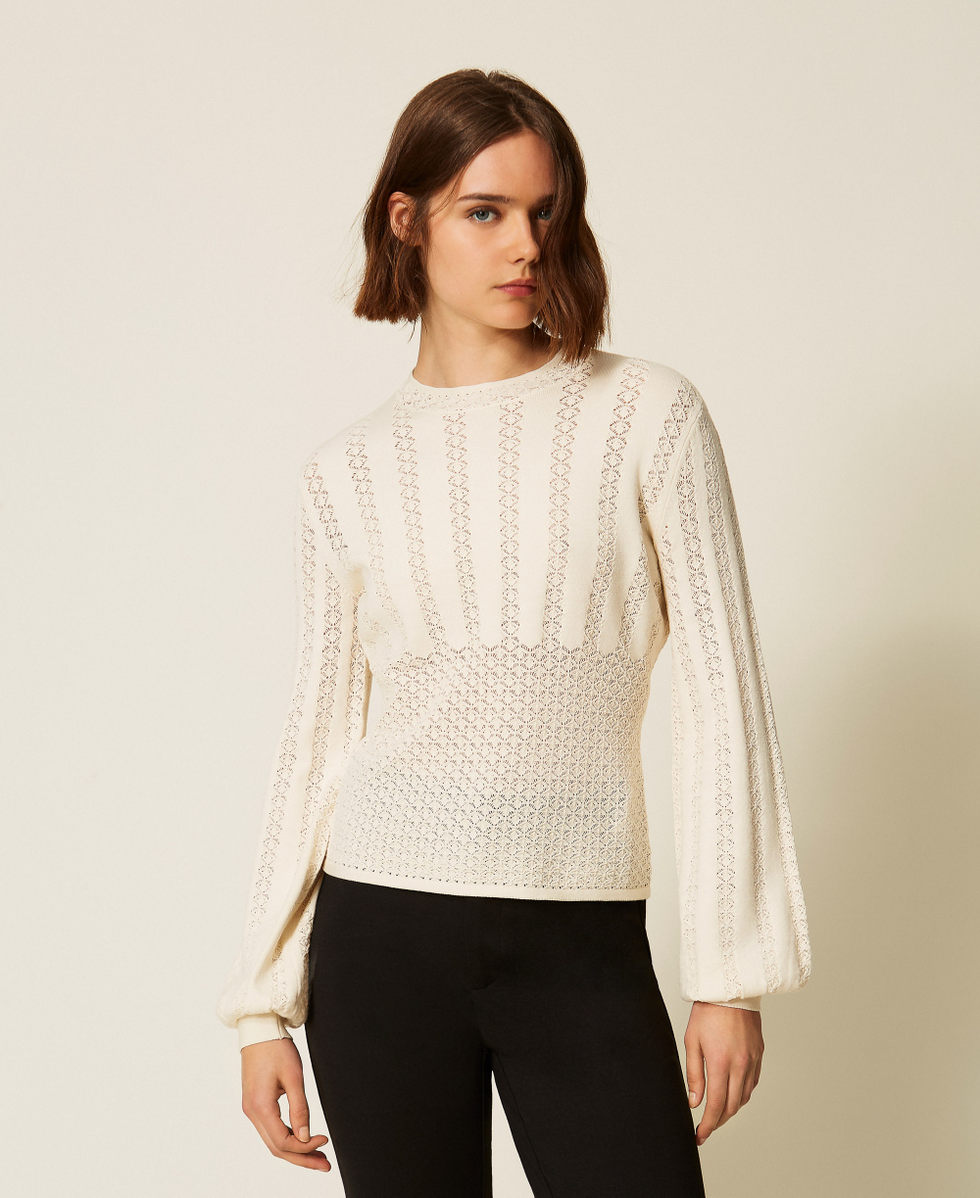 Crew neck punched knit jumper Mother Of Pearl Woman 262TP3124_00059_01