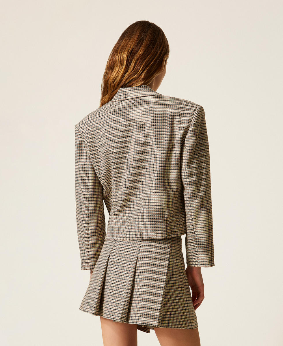 Houndstooth blazer Natural Houndstooth Woman 252AP2240_12667_03