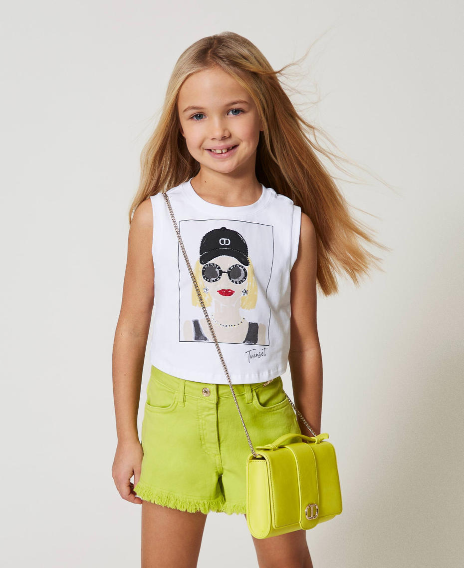 Frayed bull denim shorts Yellow Plum Girl 251GJ2610_12124_T0