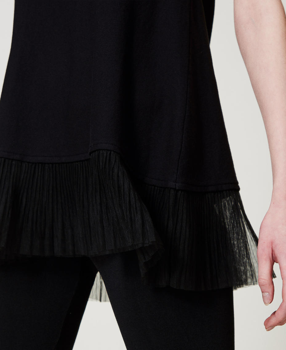 Long top with tulle ruffle Black Woman 251LL3MAA_00006_04