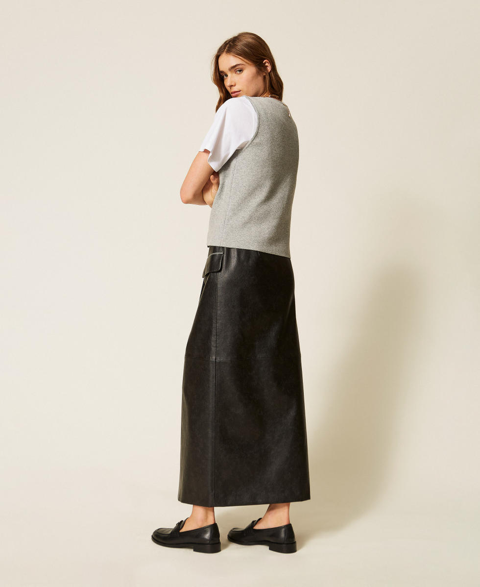 Jupe longue portefeuille Noir Femme 262LI2KDD_00006_03
