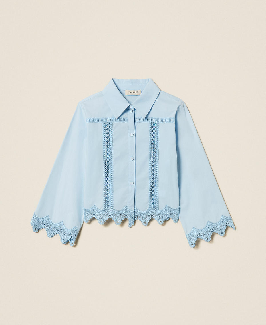 Hemdbluse aus Popeline mit Spitzeneinlagen Skyline M&auml;dchen 261GJ2040_04614_S0
