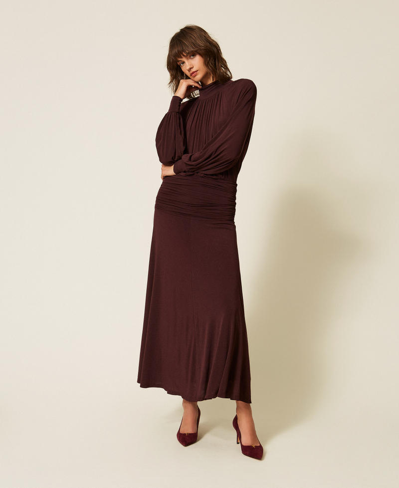 Long dress with draping "Wine tasting" Purple Woman 262TF2061_05609_01