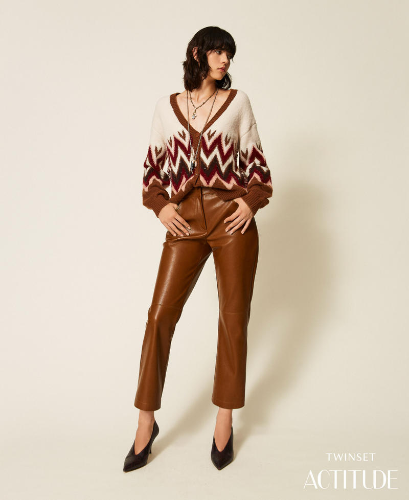 Faux leather flared trousers Toffee Beige Woman 262AT2162_00605_PA