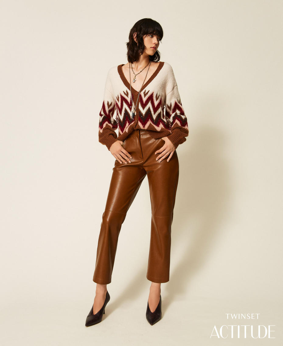 Faux leather flared trousers Toffee Beige Woman 262AT2162_00605_PA