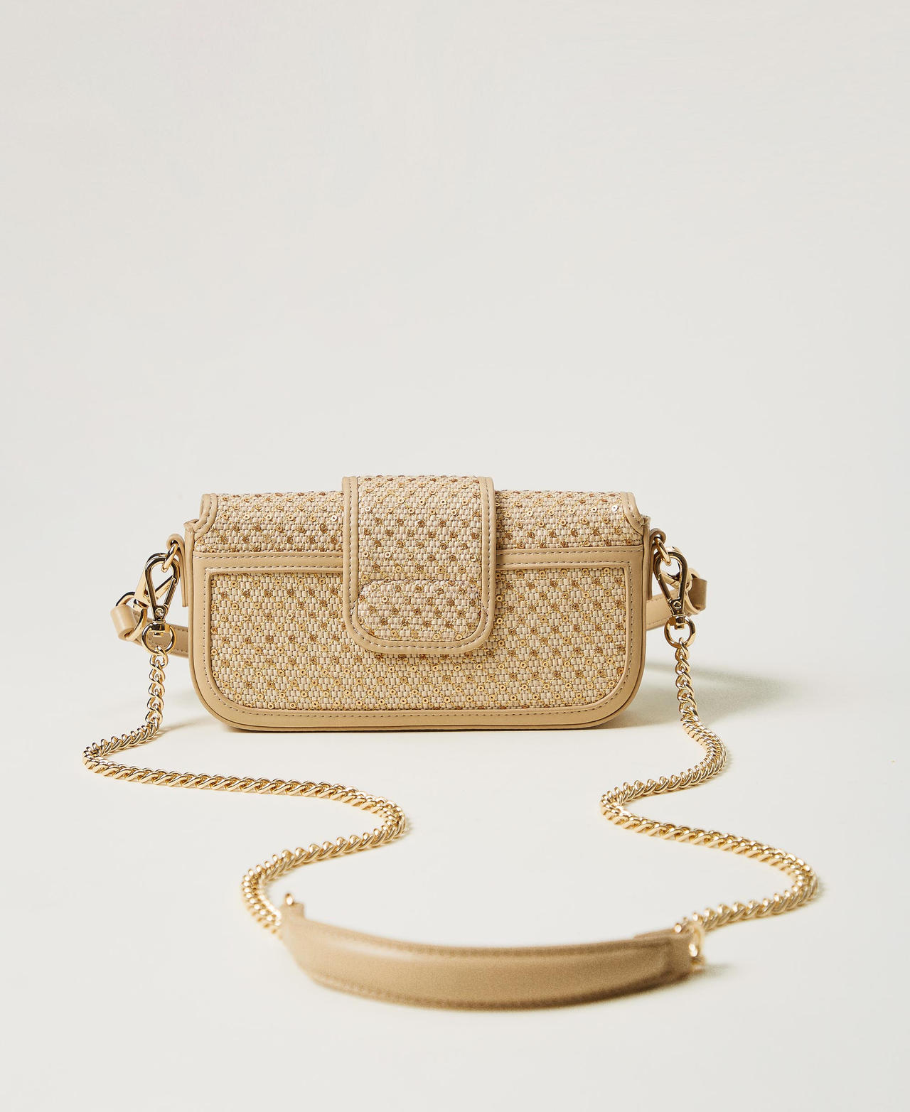 ‘Amie’ shoulder bag with sequins Straw Woman 251TB7190_00193_03