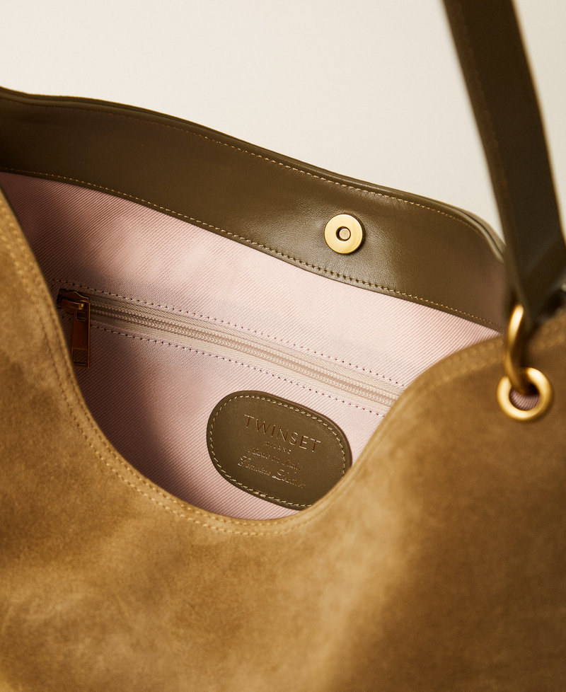 Round suede hobo bag Olive Drab Woman 262TB7151_13802_04