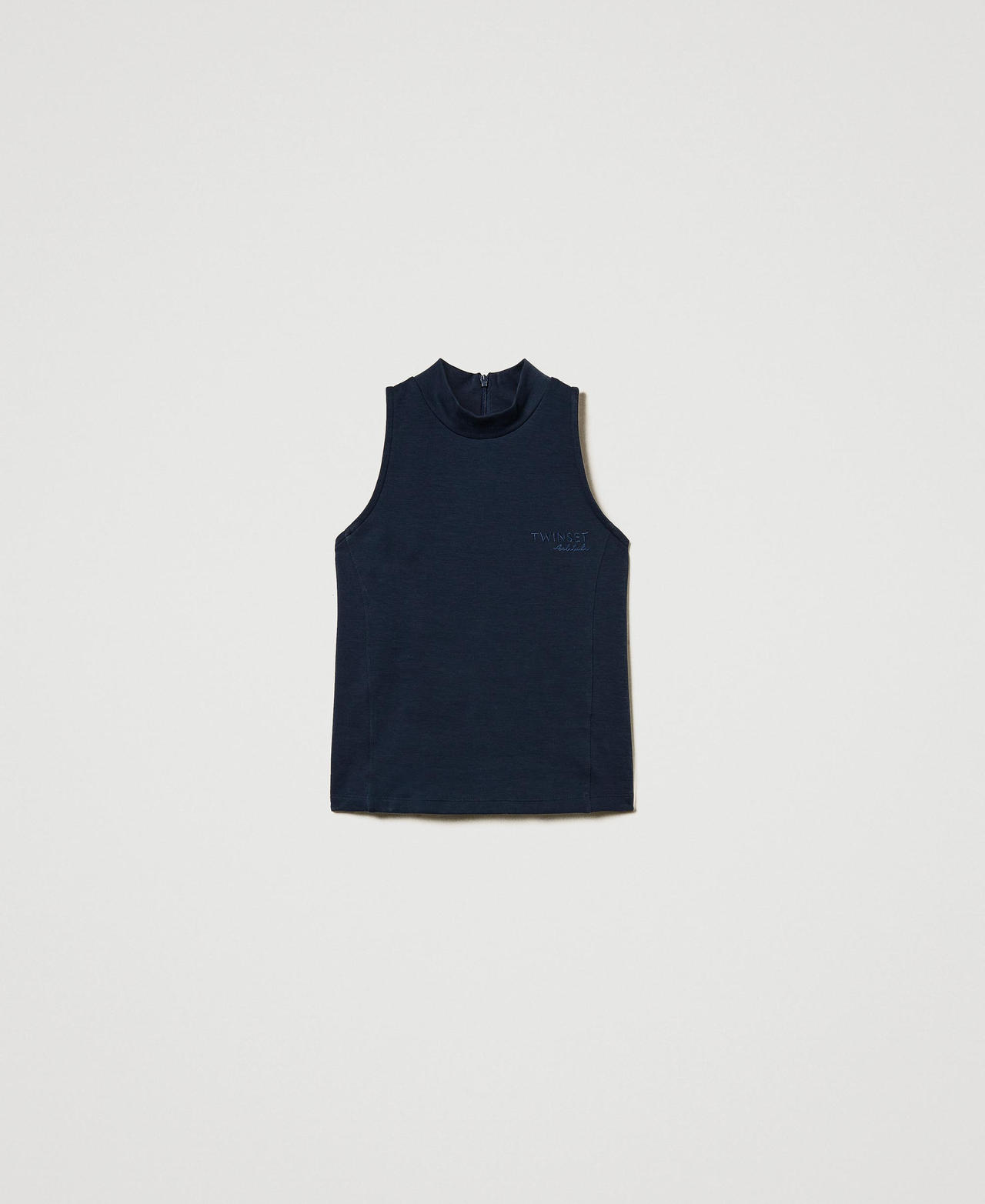 Sleeveless high neck top Deep Blue Woman 251AP2141_03585_0S