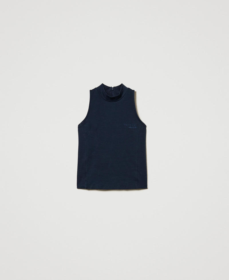 Sleeveless high neck top Deep Blue Woman 251AP2141_03585_0S