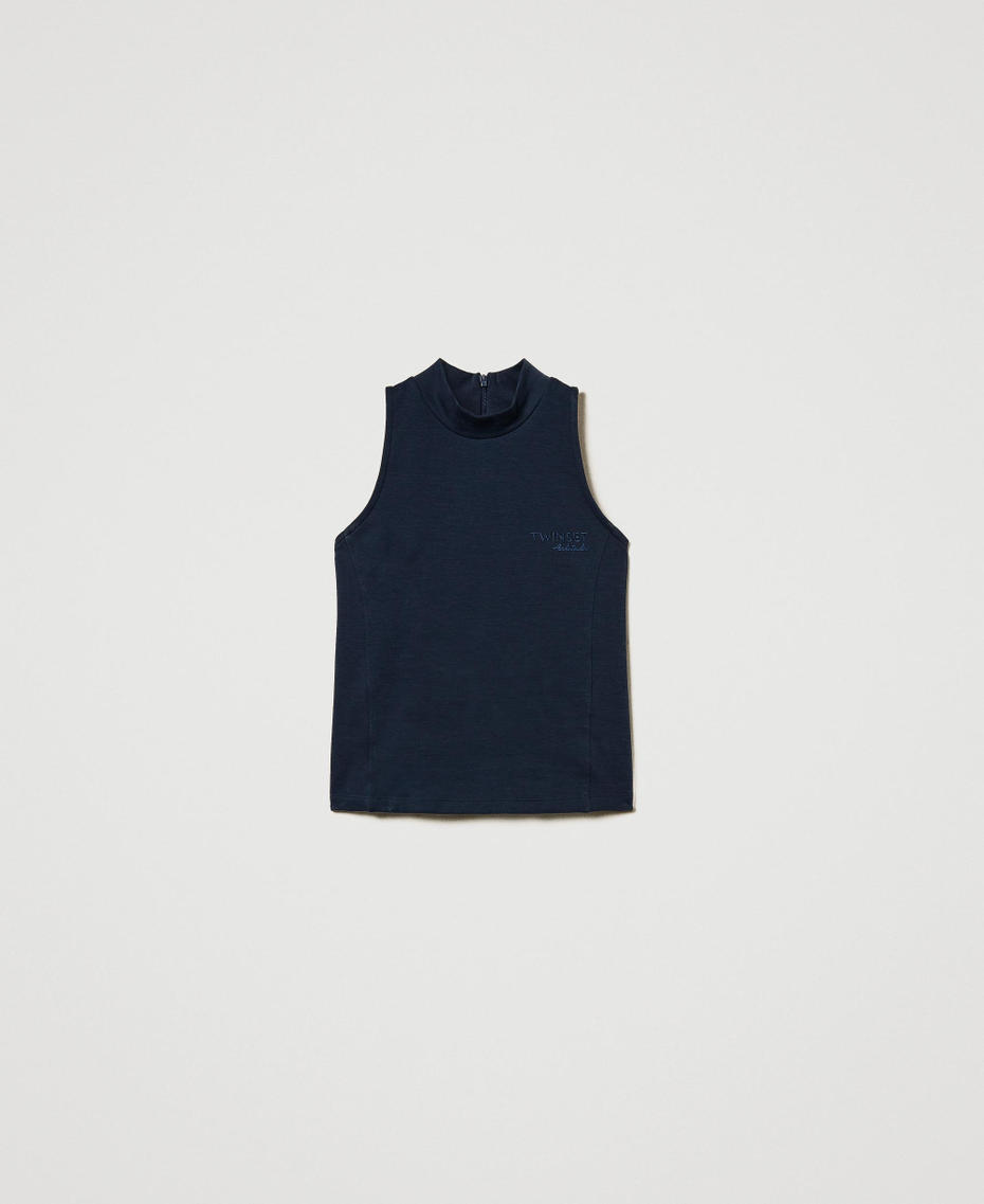Sleeveless high neck top Deep Blue Woman 251AP2141_03585_S0