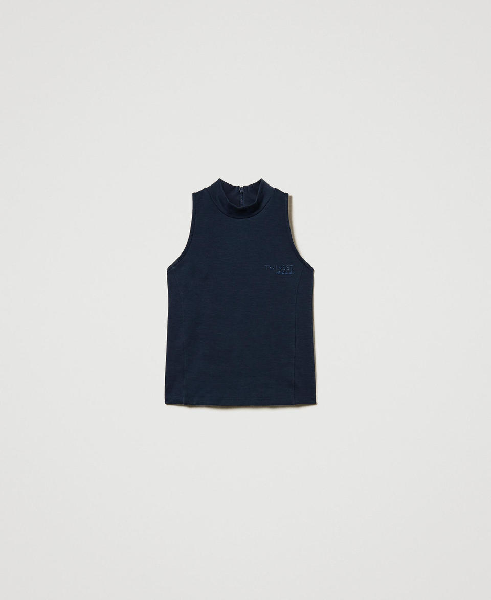 Sleeveless high neck top Deep Blue Woman 251AP2141_03585_S0