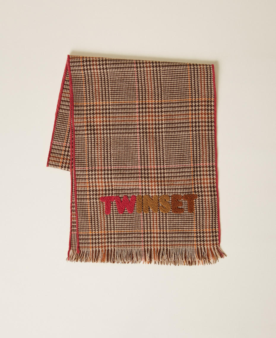 Sciarpa in panno check Multicolor Check Camel Bambina 252GJ501L_12698_01