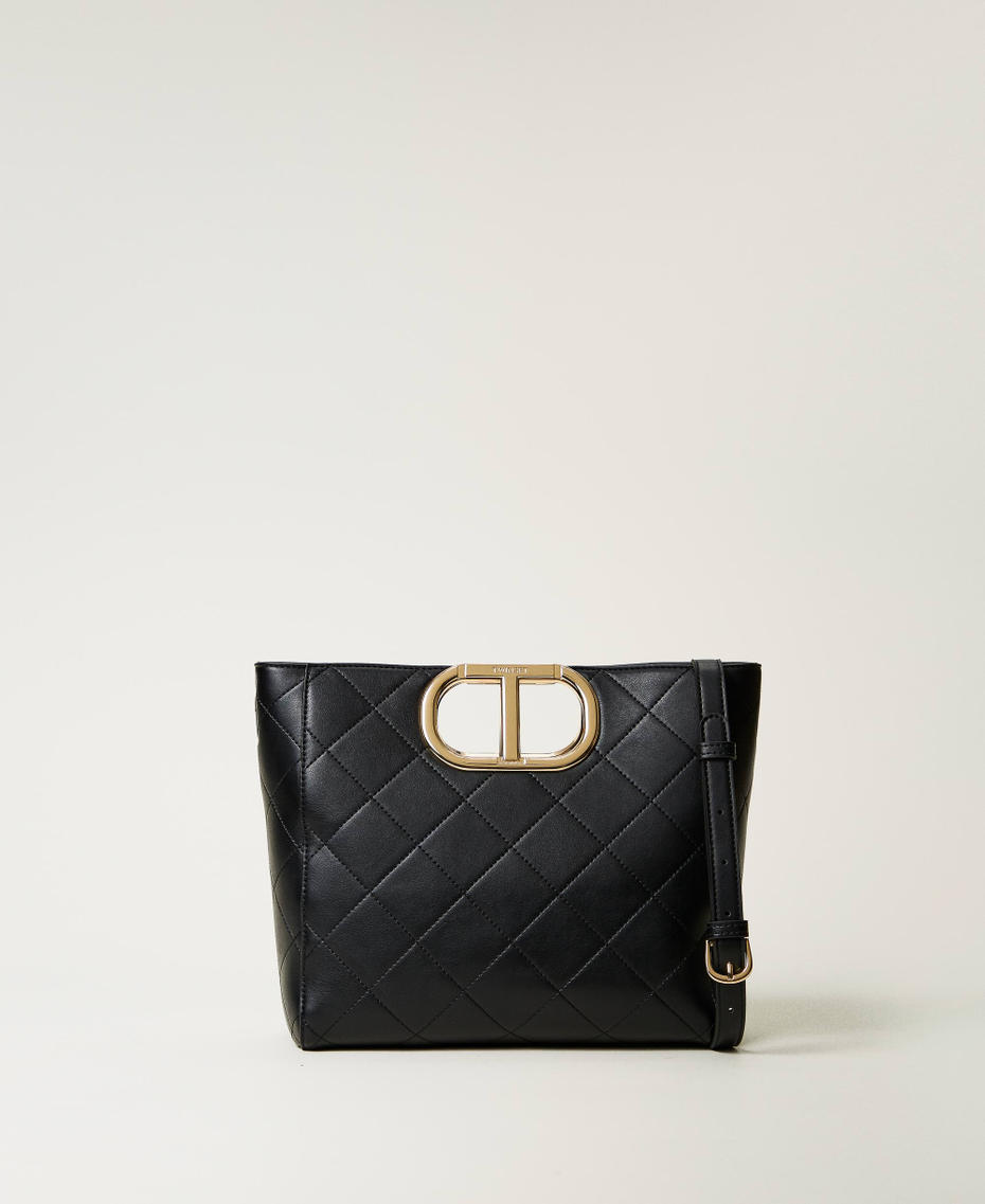 ‘Lila’ quilted shopper bag with Oval T handle Black Woman 242TD8160_00006_01