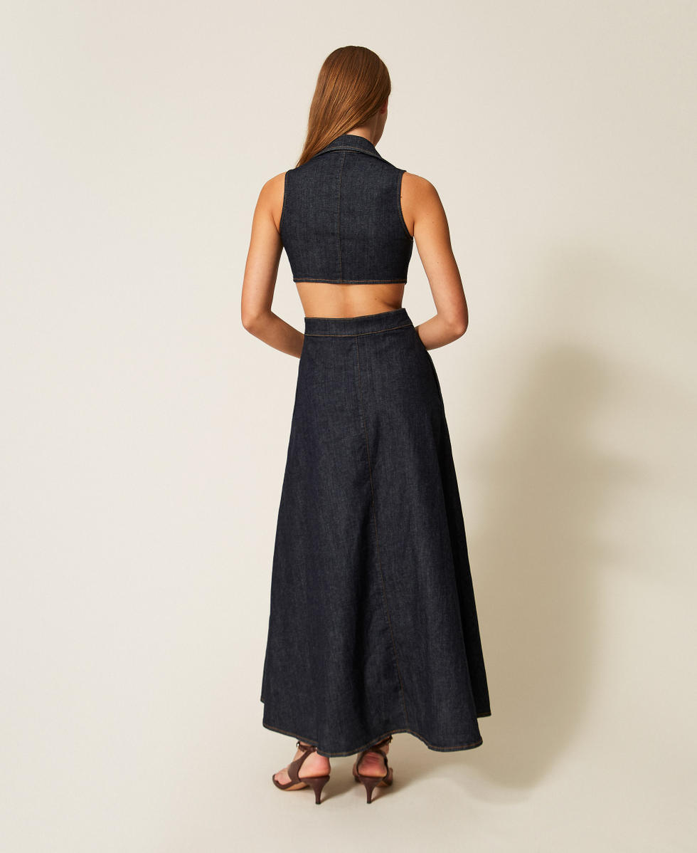 Vestido largo vaquero con troquelados Denim Rinse Mujer 261AP2363_06295_02