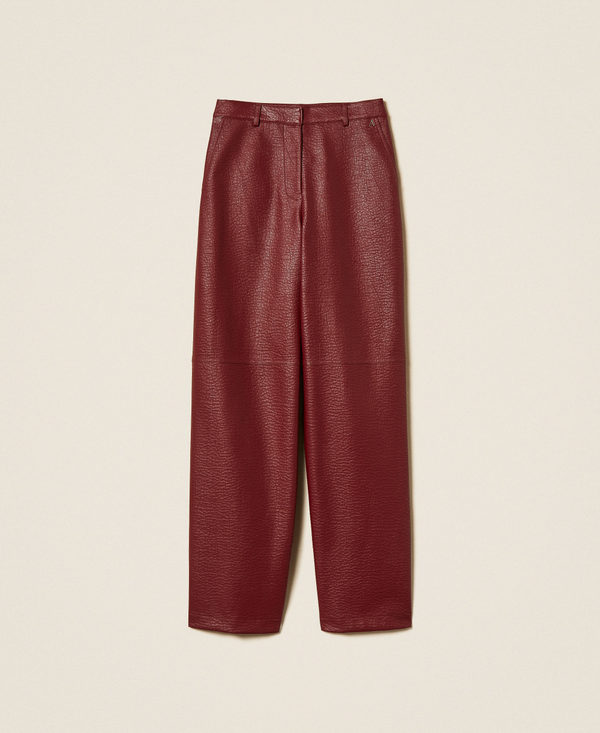 Wide faux leather trousers