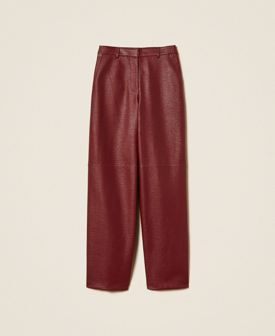 Wide faux leather trousers "Rhubarb" Red Woman 262AP2292_13643_S0