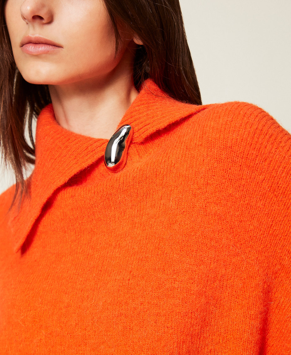 Pull col montant avec broche Orange « Orangeade »/Violet « Winetasting » Femme 252AT3111_13027_04