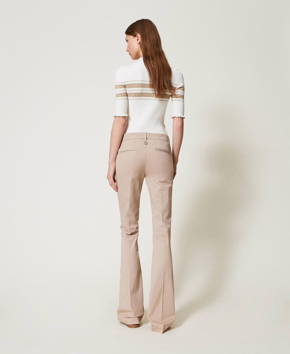 Flared twill trousers Rope Beige Woman 251TP2685_12145_03