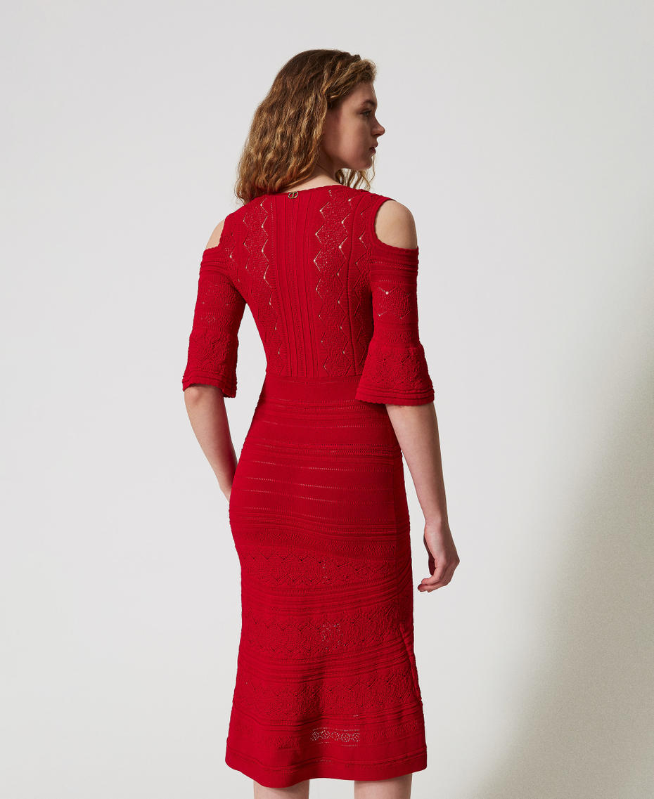 Punched knit midi dress Dark Hibiscus Red Woman 251TT3104_12448_03