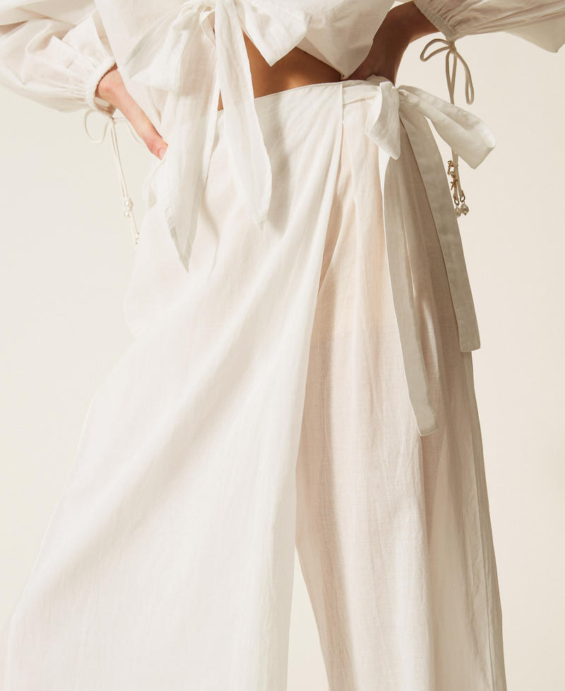 Muslin palazzo trousers Off White Woman 261LM2RBB_00526_04