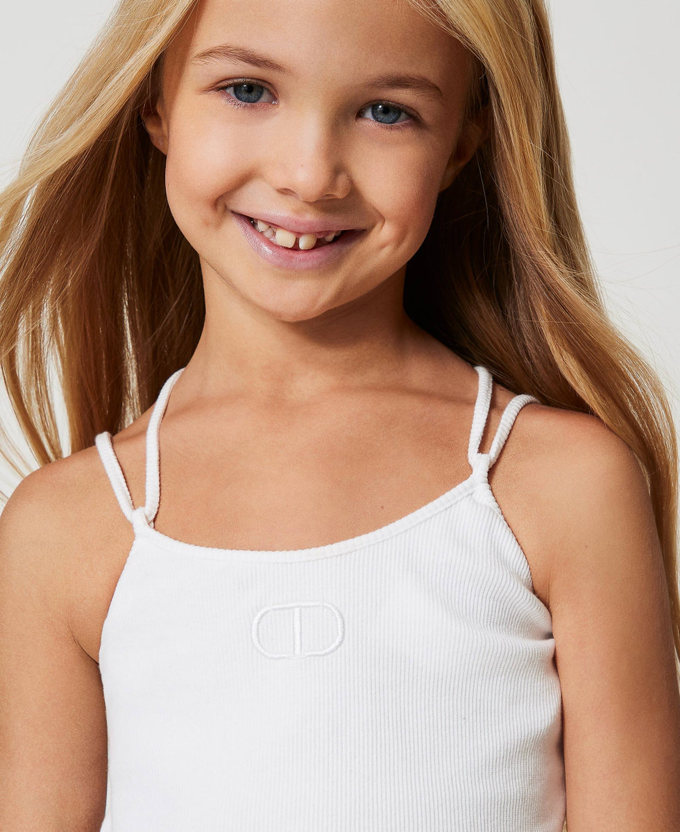 Top c&ocirc;tel&eacute; avec broderie Blanc "Ice" Fille 251GJ2570_00808_04