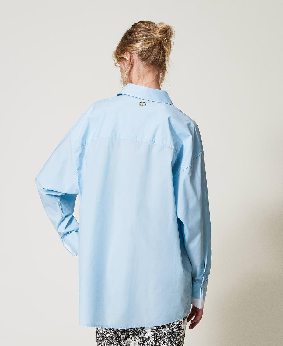 Hemd mit Paillettenstickerei &bdquo;Airy Blue&ldquo;-Azur Frau 251TE2082_11256_03