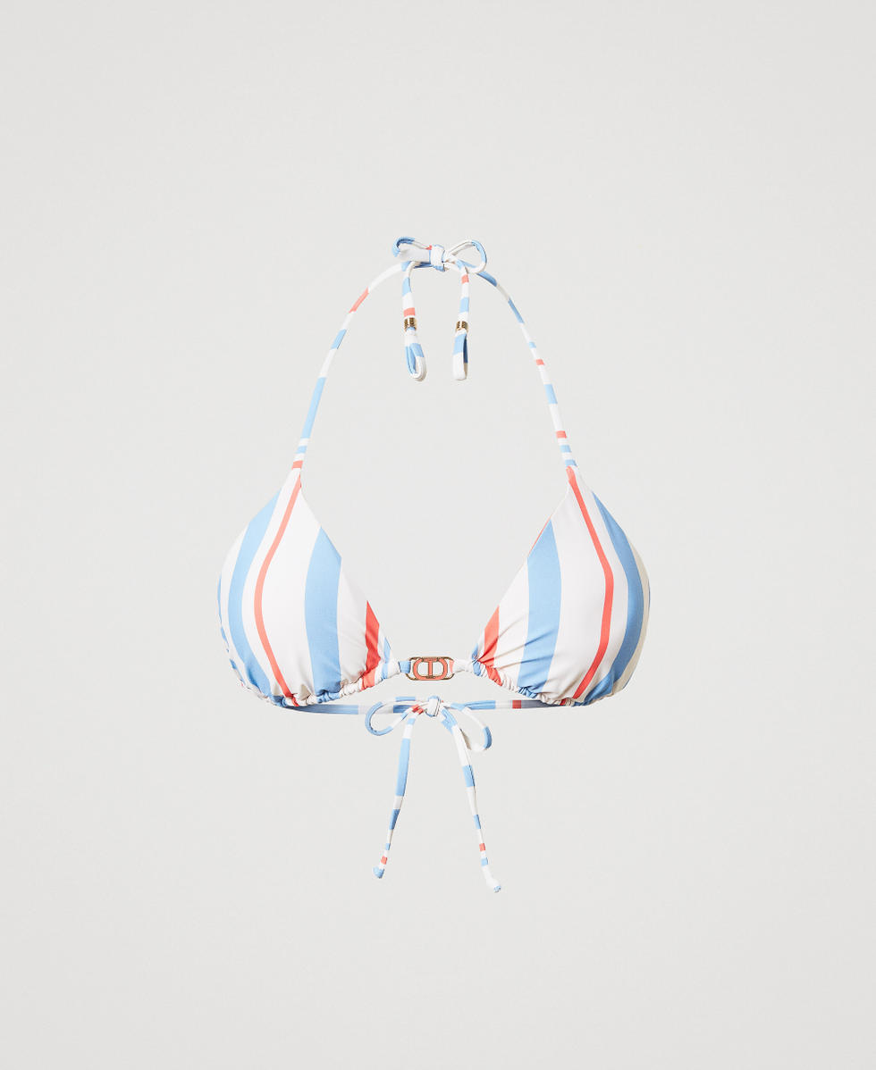 Haut de maillot de bain triangle ray&eacute; Rayure Sugar/Coral Sunset/Blue Topaz Femme 251LMMR22_12378_S0