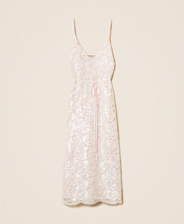 Midi lace dress with sequins