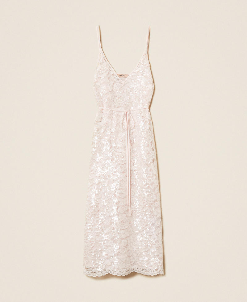 Кружевное платье миди с пайетками Розовый Песок женщина 261TP2630_00570_S0