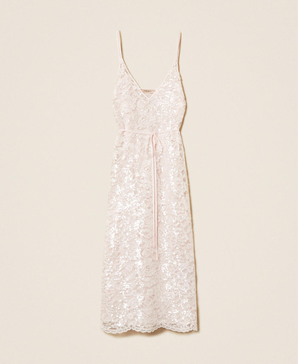 Midi lace dress with sequins