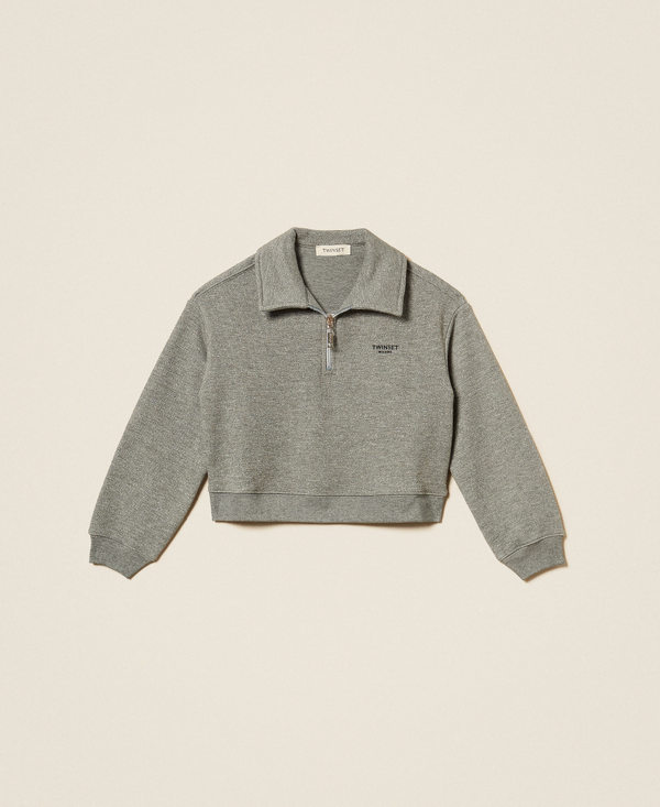 Sweatshirt with lurex and embroidered logo