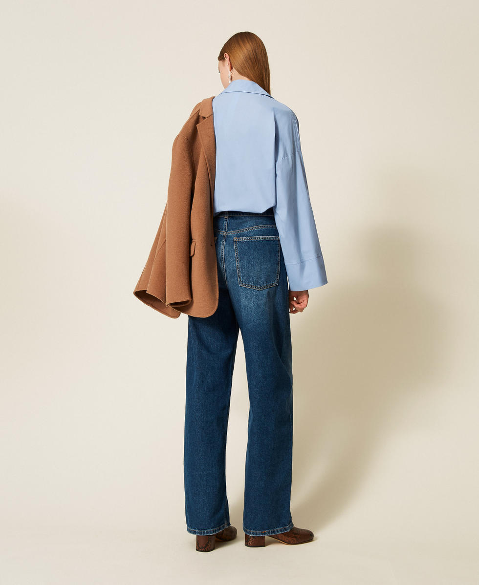 Wide jeans with belt and maxi buckle Denim Woman 252TP2570_00078_03