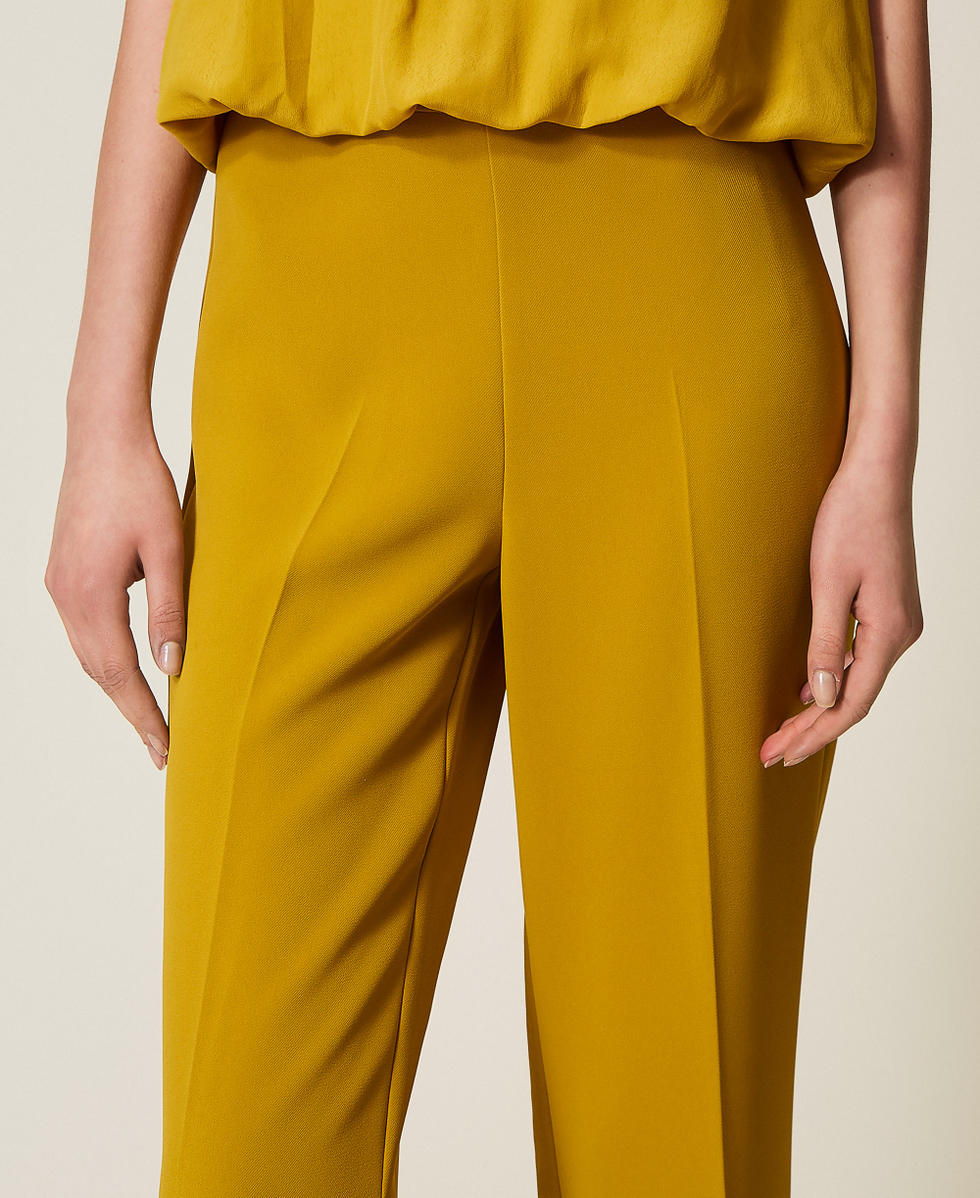 Pantaloni ampi in cr&ecirc;pe Giallo "Mostarda" Donna 252TP2591_12607_04