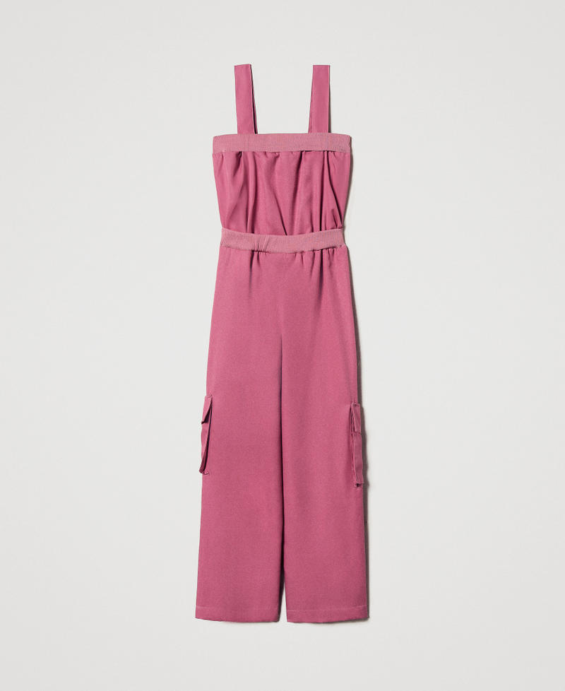 Jumpsuit with utility pockets and Oval T "Flamingo" Pink Girl 251GJ2460_00868_S1