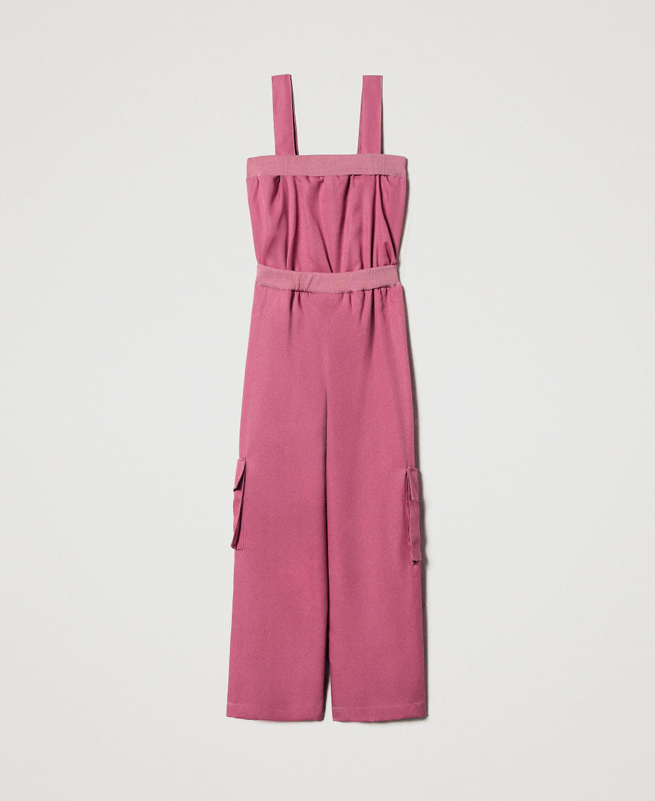 Jumpsuit with utility pockets and Oval T "Flamingo" Pink Girl 251GJ2460_00868_S1