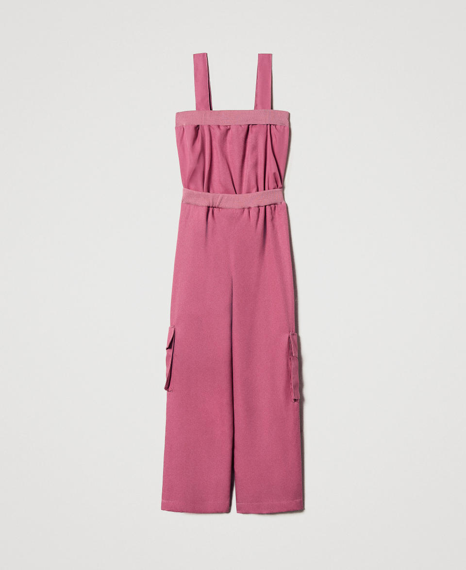 Jumpsuit with utility pockets and Oval T "Flamingo" Pink Girl 251GJ2460_00868_S1