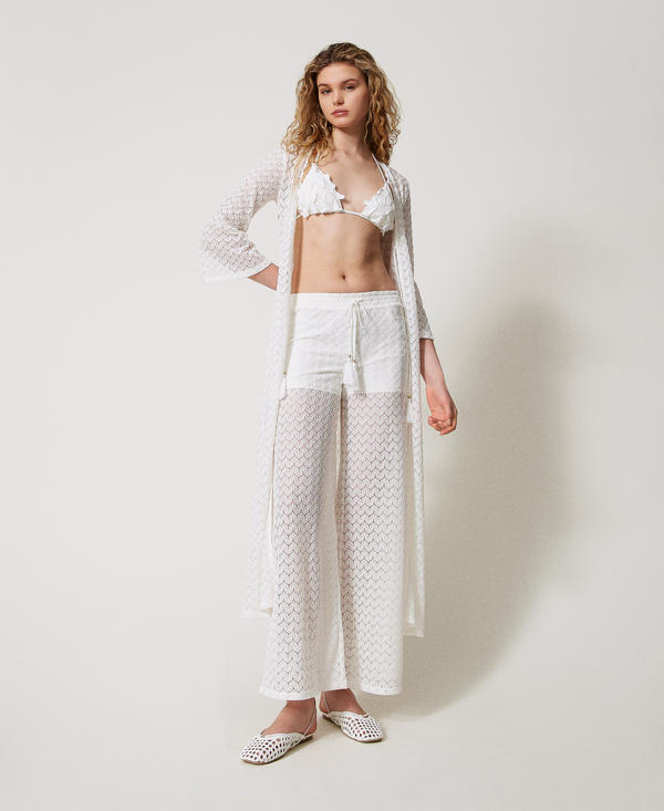 Pantalon palazzo en crochet avec cordon de serrage