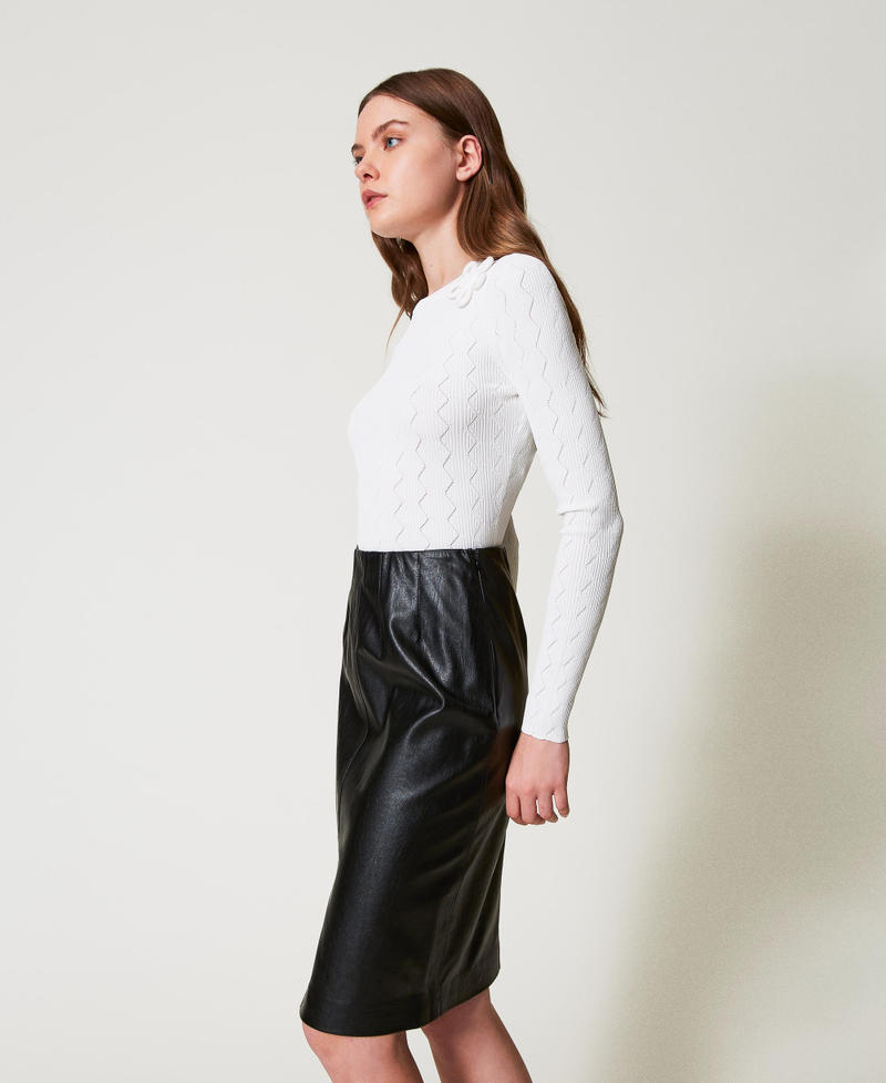 Faux leather midi skirt