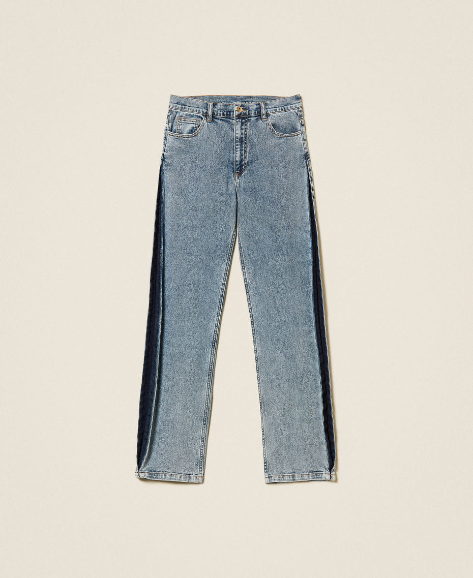 Dwukolorowe dżinsy pięć kieszeni Dwukolorowy Denim Jasny /Ciemny Kobieta 252LI2HBB_12680_S0