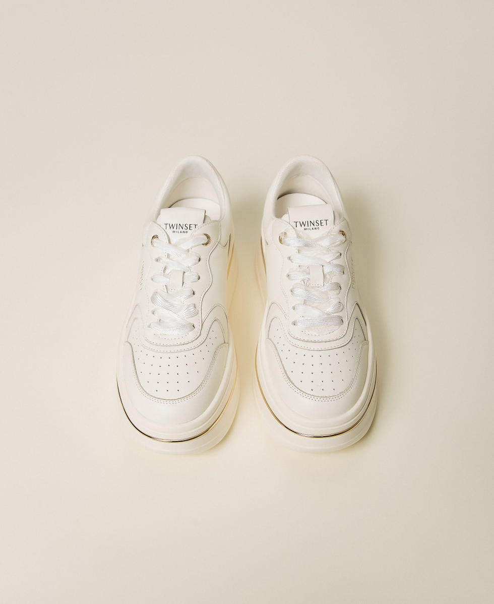 Flatform leather trainers White Woman 261TCP01G_00001_04