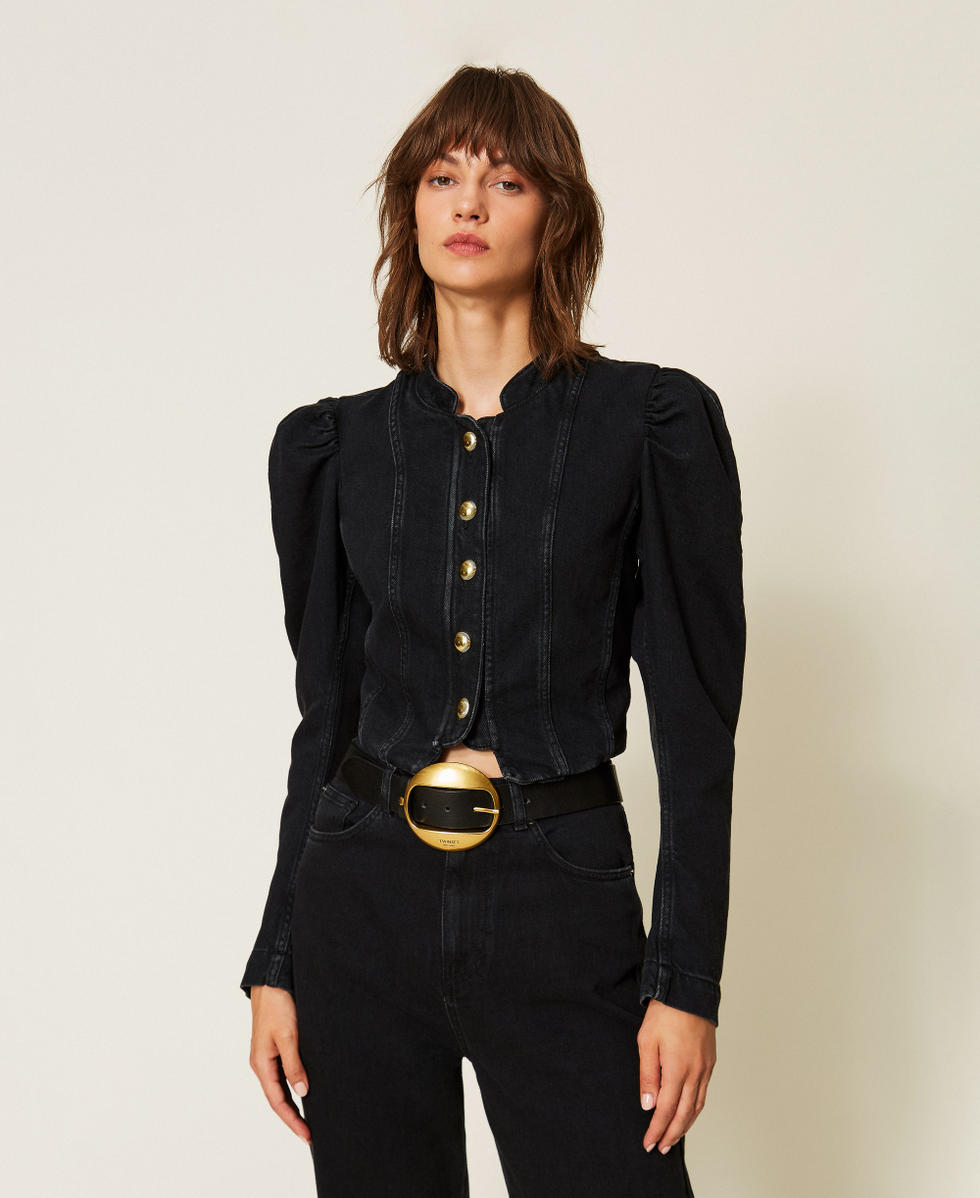 Giacca fitted in jeans nero Denim Nero Donna 262TP2520_01103_01