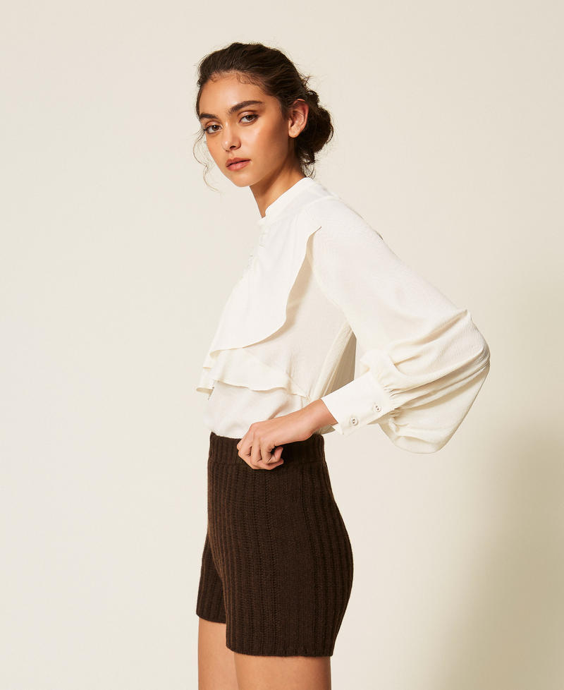 Shorts in maglia a costine Darkness Brown Donna 262TP3553_13411_03